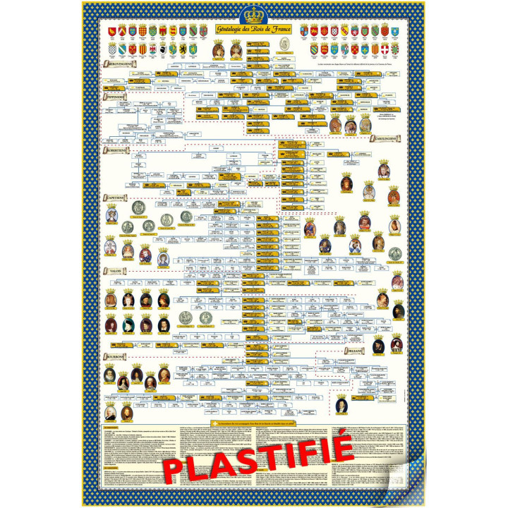 Poster Plastifié de l'Arbre Généalogique des Rois de France
